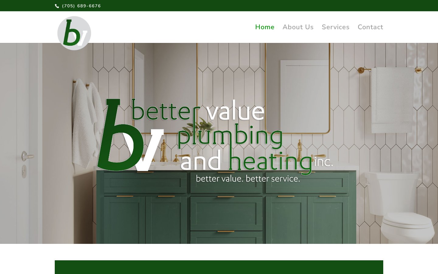 Before: old outdated website for Better Value Plumbing & Heating, Ontario